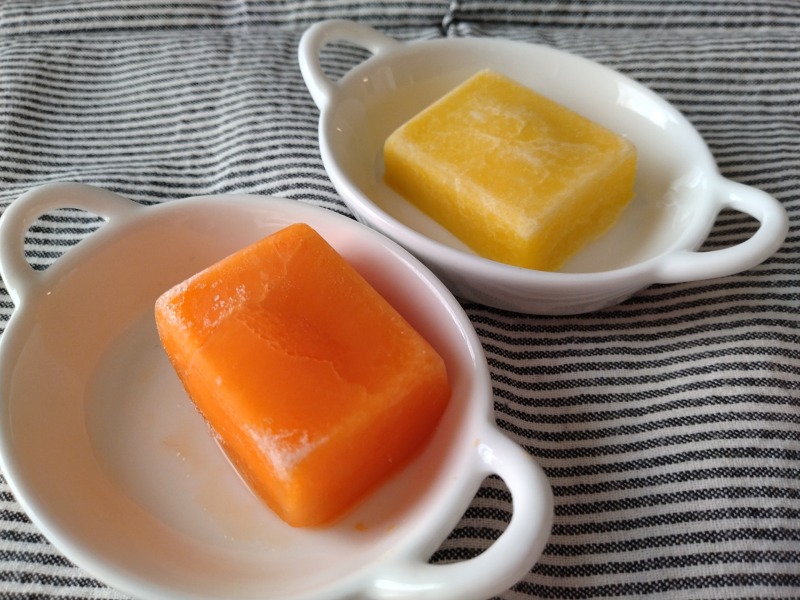 yum yum うらごしニンジンとコーン加熱前