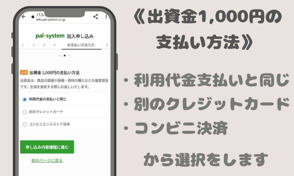 出資金１０００円の支払い方法
